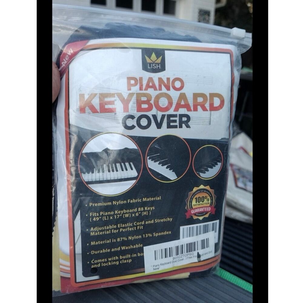 NEW Lish 88 Key Black Piano Keyboard Cover Nylon Spandex Stretch - NIP